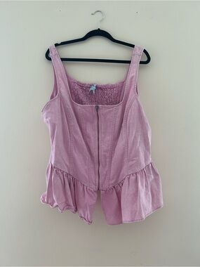 Pink Peplum Zip-Front Tank Top Size 2X
